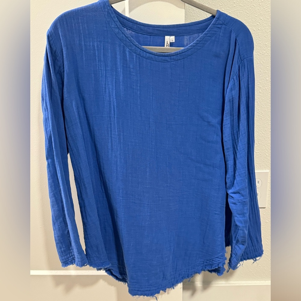 Blue Frayed Lulu B Top